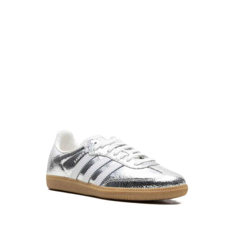 Adidas Samba OG Silver Metallic Cracked Leather - Image 2