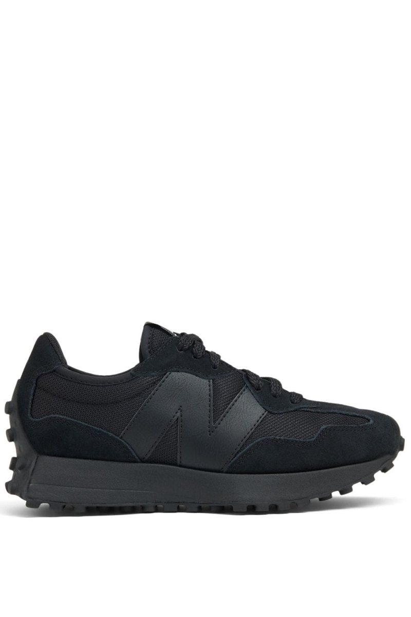 New Balance 327 Black White Tongue Logo
