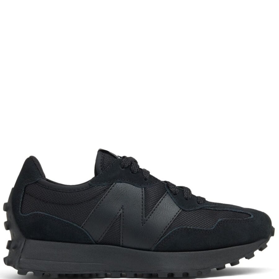 New Balance 327 Black White Tongue Logo