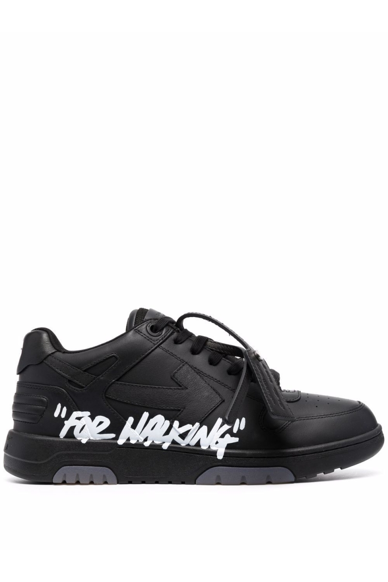 OFF-WHITE Out Of Office OOO "For Walking" Low Tops Black White