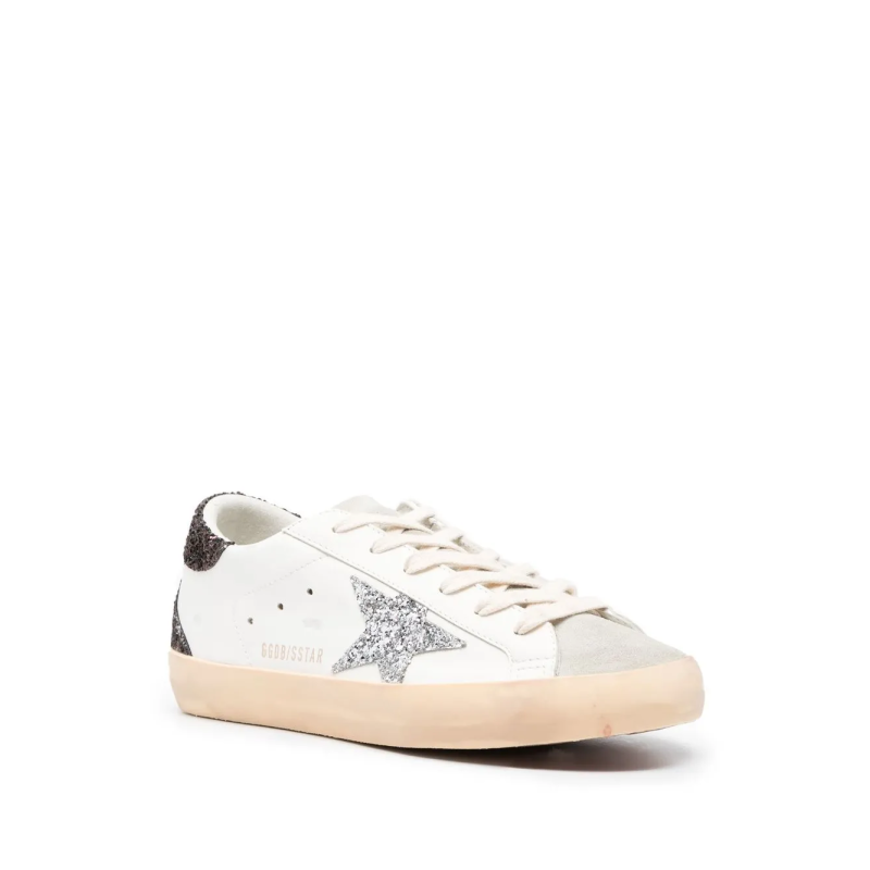 Golden Goose Super-Star with silver star and brown glitter heel tab - Image 2