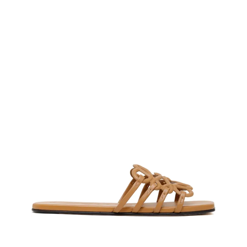 Loewe Petal Anagram slide Camel in soft calfskin