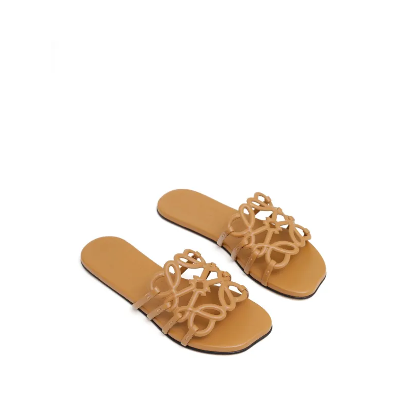 Loewe Petal Anagram slide Camel in soft calfskin - Image 2