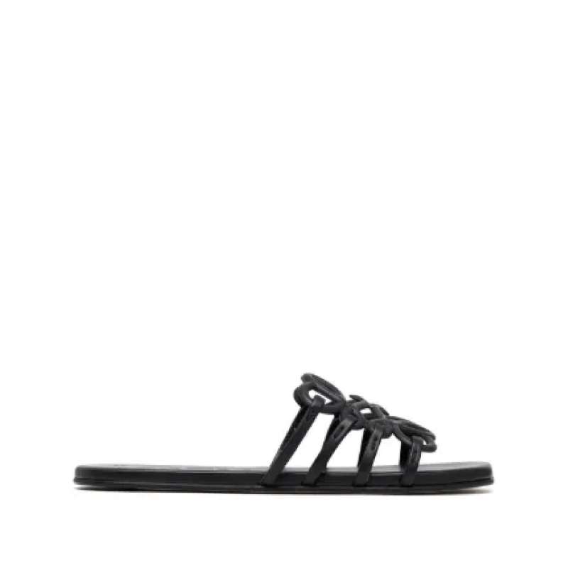 Loewe Petal Anagram slide black in soft calfskin