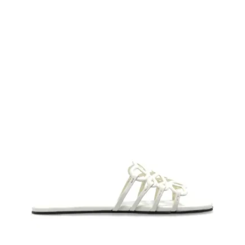Loewe Petal Anagram slide white in soft calfskin