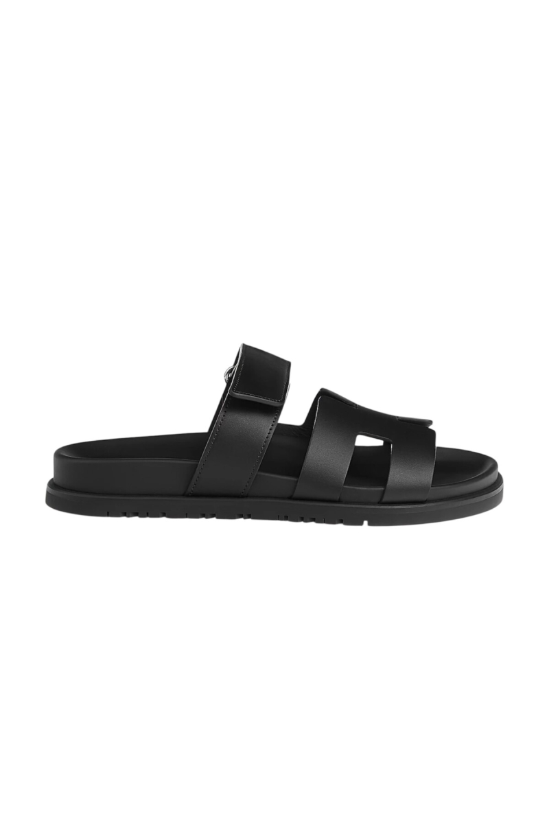 Hermes Chypre Sandal Noir Calfskin Leather
