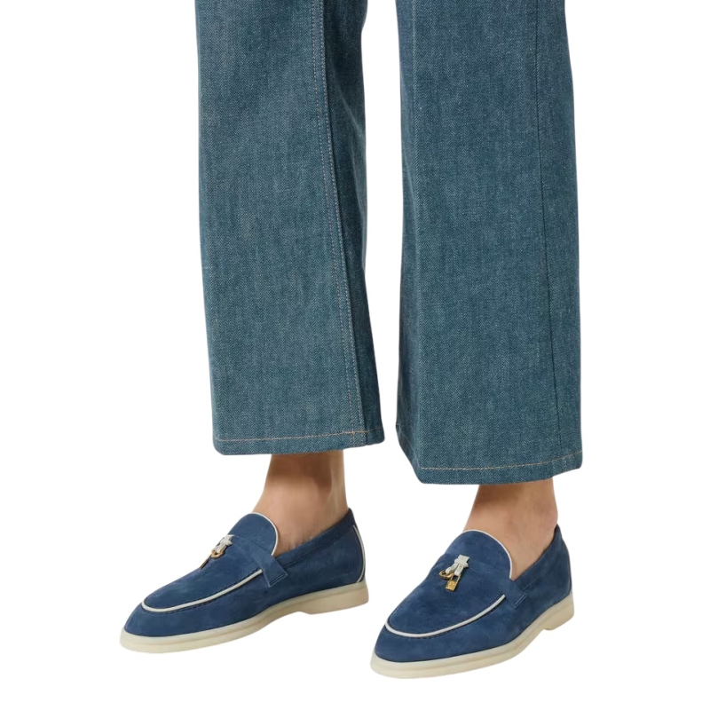 Loro Piana Summer Charms Walk Loafer Suede Ocean Heart - Image 6