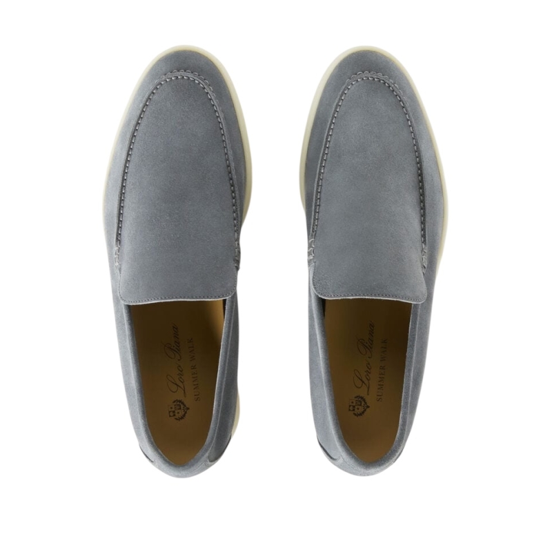 Loro Piana Summer Walk Loafer Suede Frozen Blue - Image 4