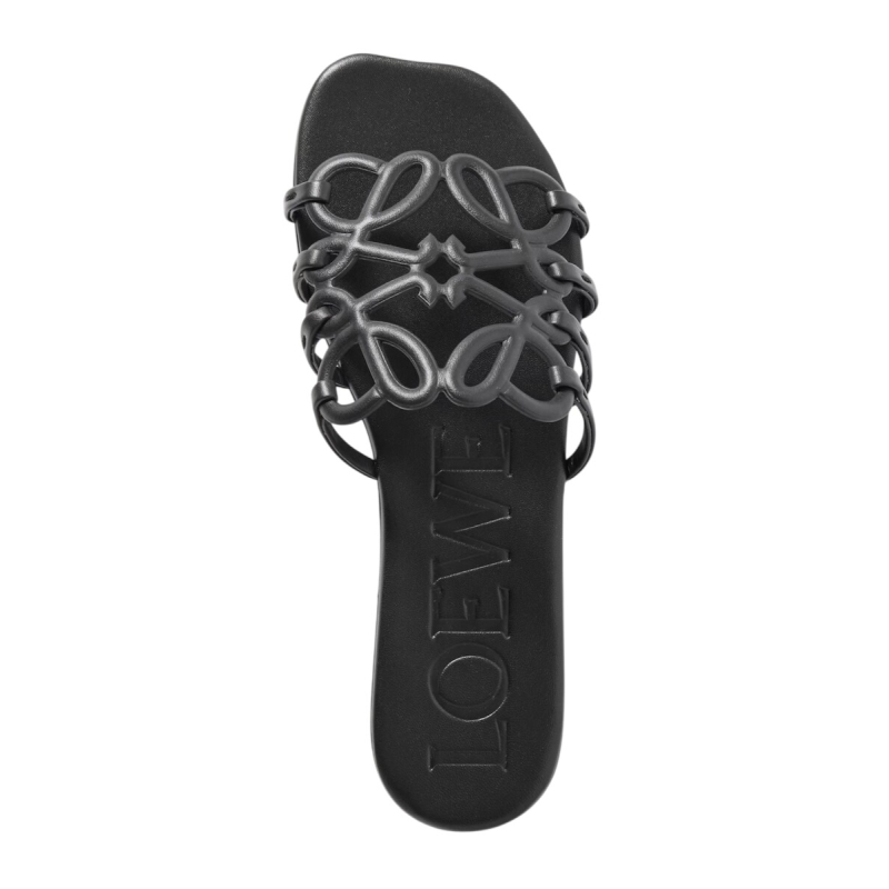 Loewe Petal Anagram slide black in soft calfskin - Image 3