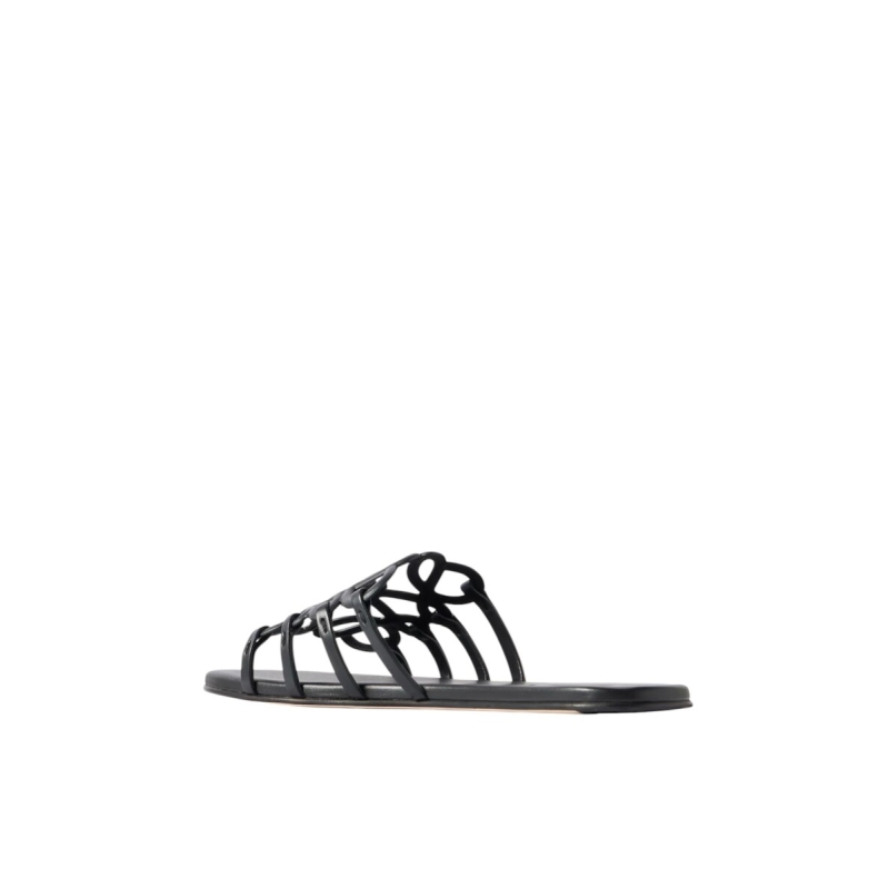 Loewe Petal Anagram slide black in soft calfskin - Image 2
