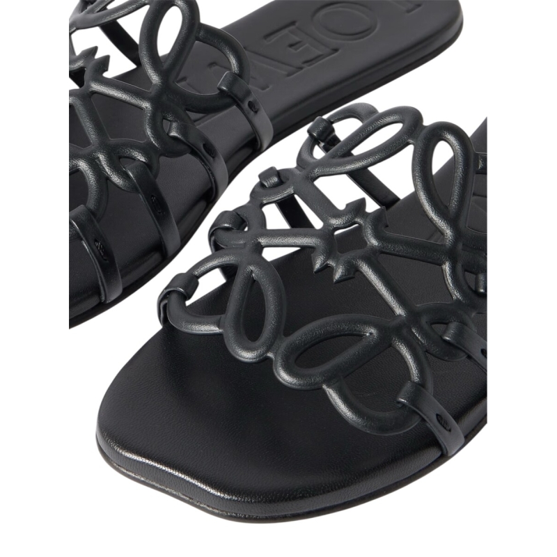 Loewe Petal Anagram slide black in soft calfskin - Image 4