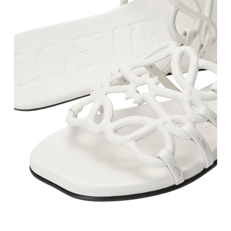 Loewe Petal Anagram slide white in soft calfskin - Image 4