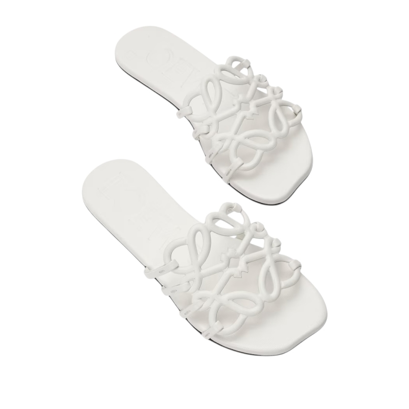 Loewe Petal Anagram slide white in soft calfskin - Image 3