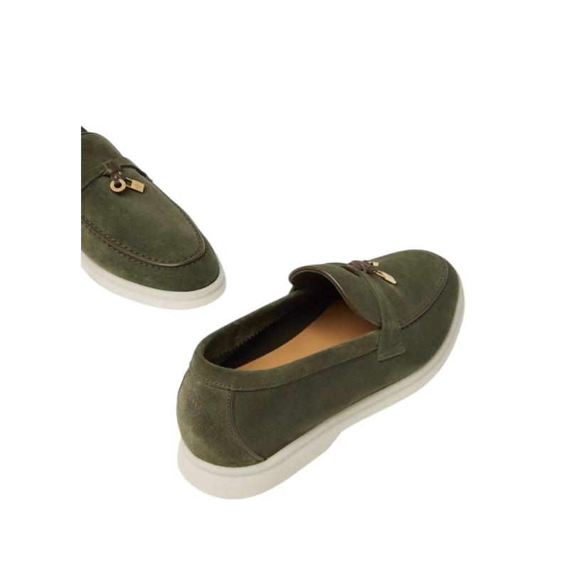 Loro Piana Summer Charms Walk Loafer Suede Ribbon Green - Image 5