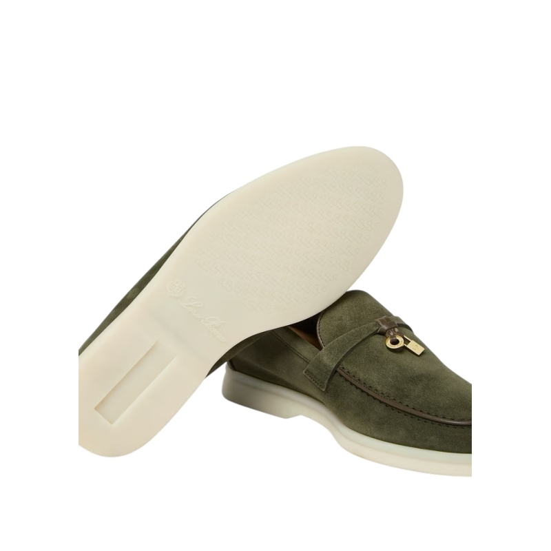 Loro Piana Summer Charms Walk Loafer Suede Ribbon Green - Image 6