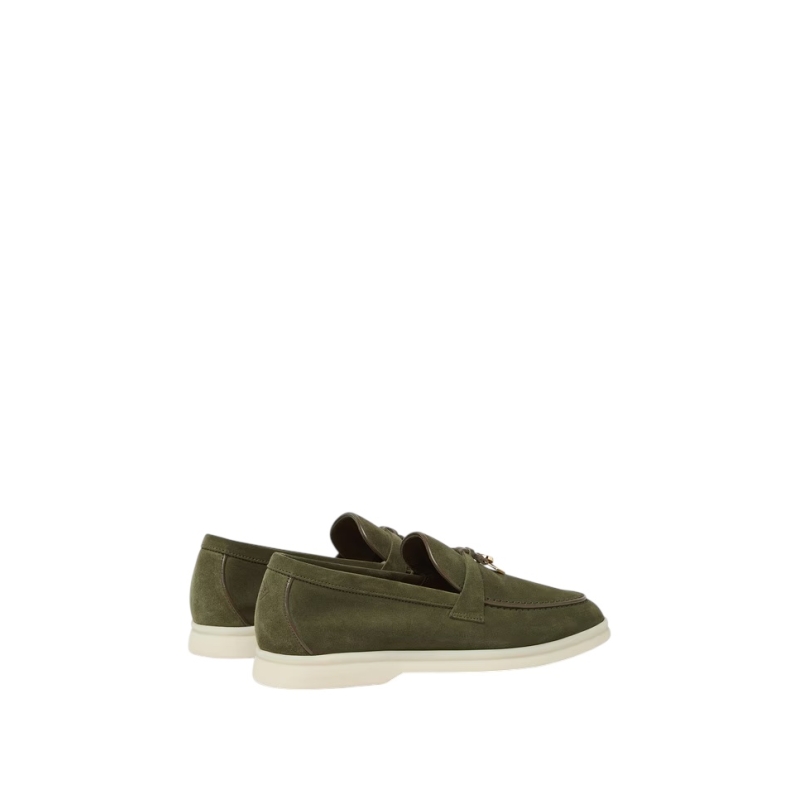 Loro Piana Summer Charms Walk Loafer Suede Ribbon Green - Image 3