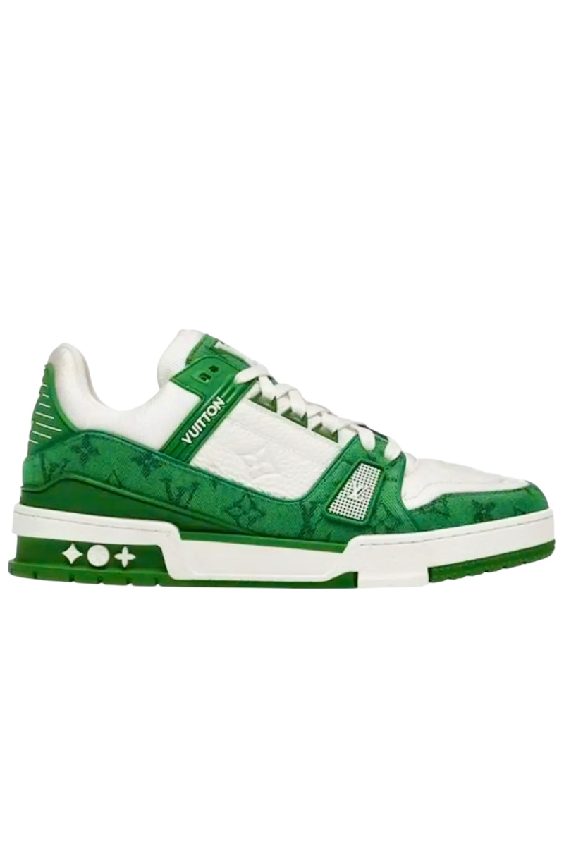Louis Vuitton Trainer Green Monogram Denim White