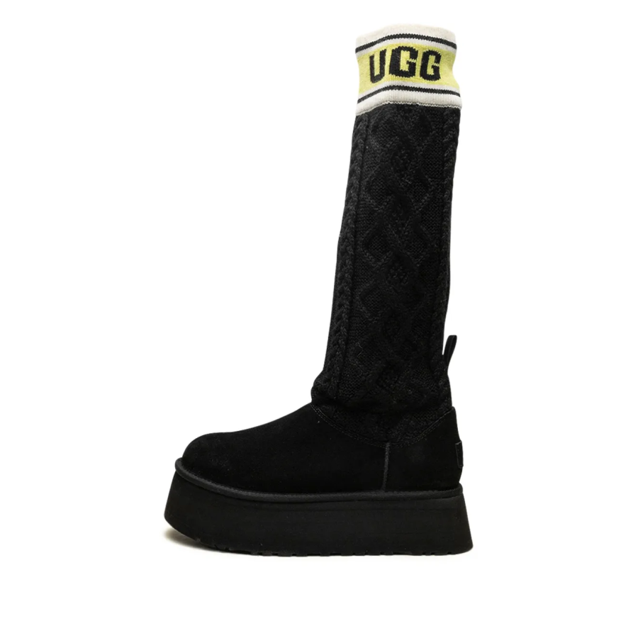 UGG Classic Sweater Letter Boot Black - Image 4