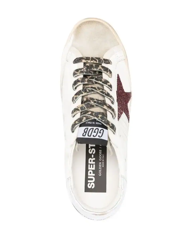 Golden Goose Super-Star burgundy glitter star silver heel tab - Image 4
