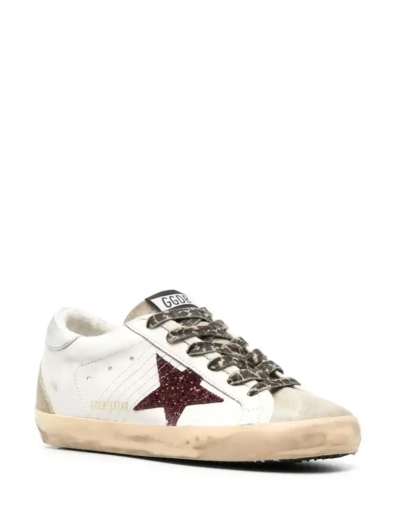 Golden Goose Super-Star burgundy glitter star silver heel tab - Image 2