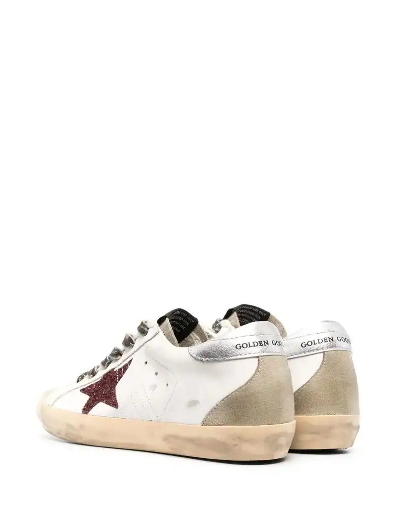 Golden Goose Super-Star burgundy glitter star silver heel tab - Image 3