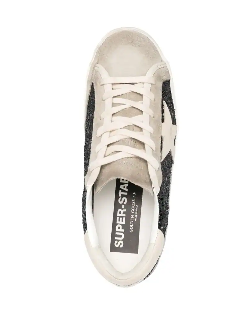 Golden Goose Super-Star in black glitter cream star suede inserts - Image 4