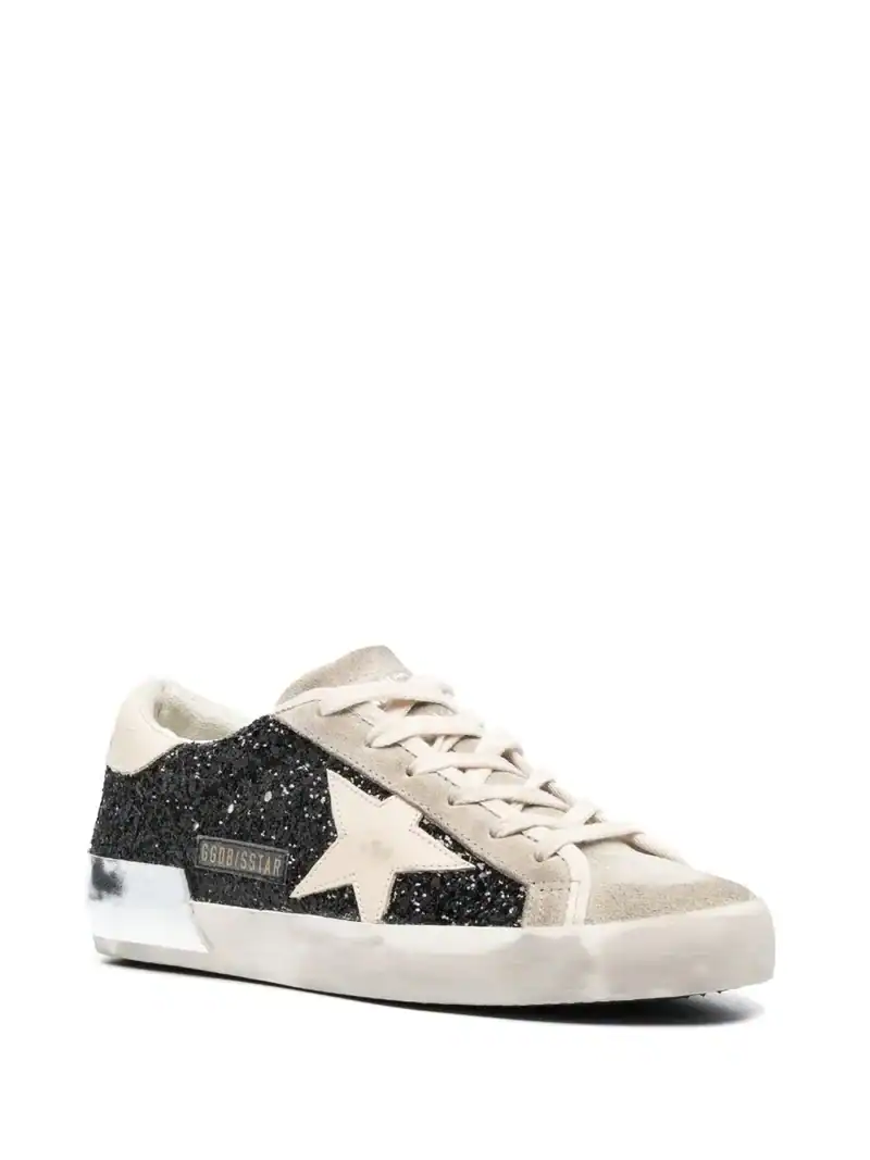 Golden Goose Super-Star in black glitter cream star suede inserts - Image 2