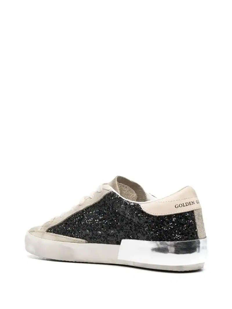 Golden Goose Super-Star in black glitter cream star suede inserts - Image 3