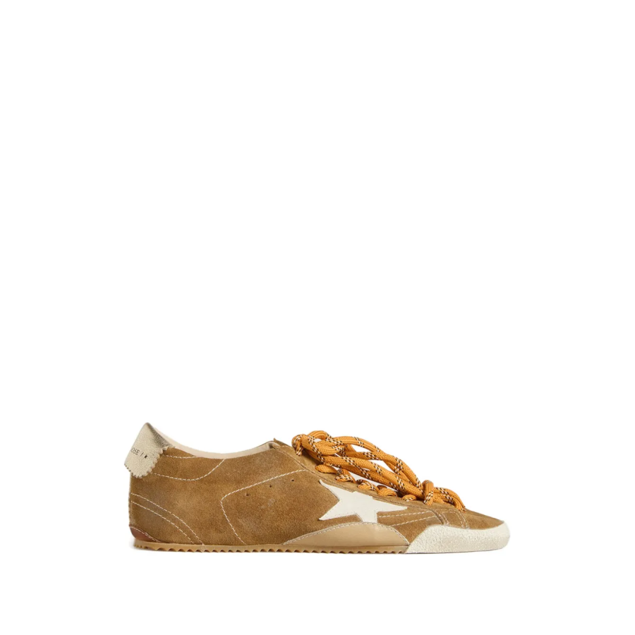 Golden Goose True-Star in tobacco-colored suede white star platinum