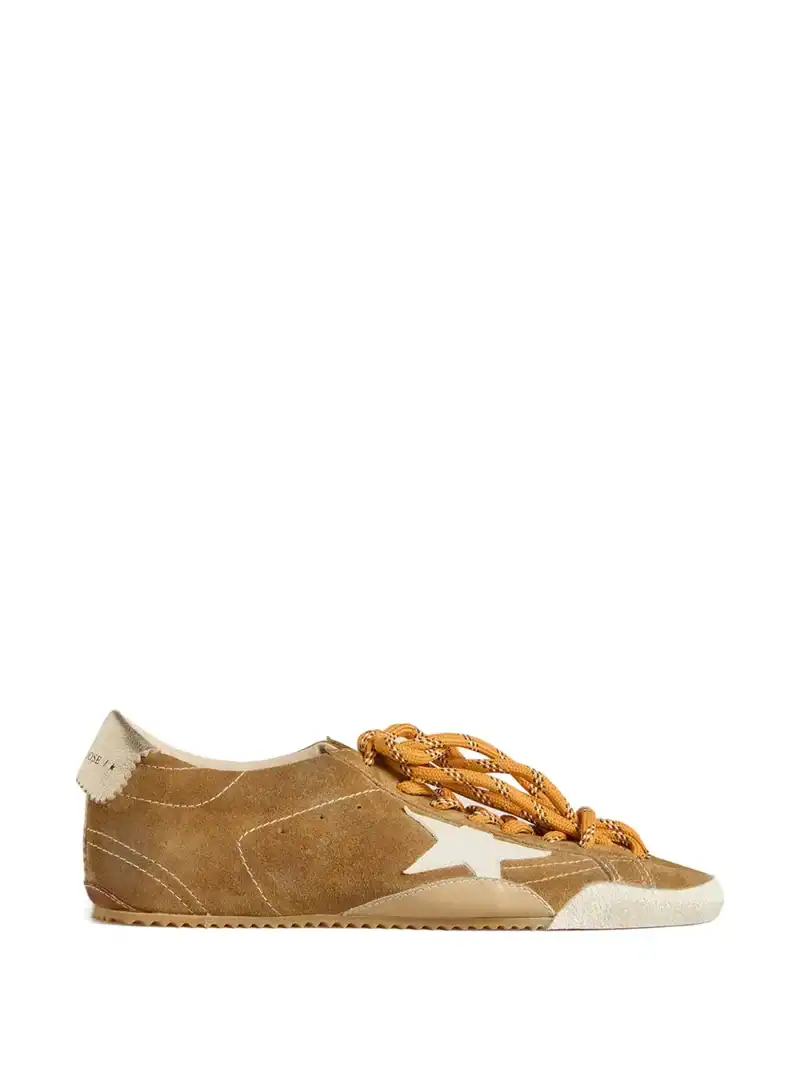 Golden Goose True-Star in tobacco-colored suede white star platinum